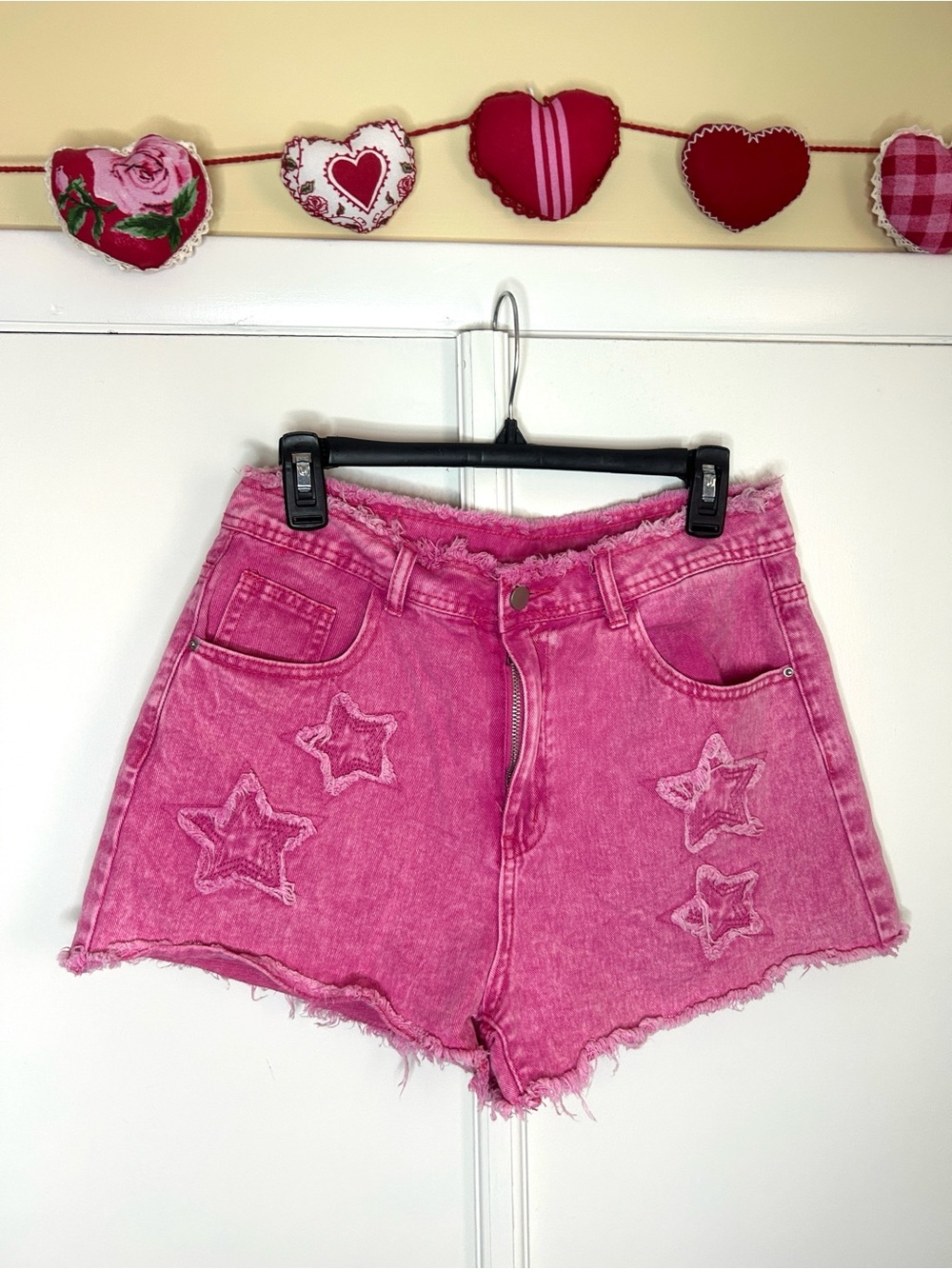 Pink Star Denim Shorts